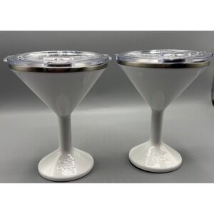 ORCA Martini Tumbler Set of 2 White Insulated Stainless 8oz with Lids Chasertini